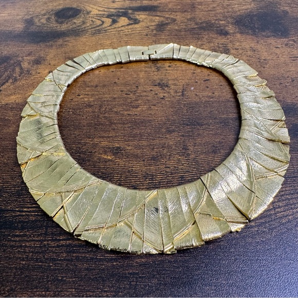 Les Bernard Gold Cleopatra Choker Necklace Egyptian Revival Vintage Unsigned - Picture 7 of 8